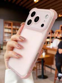奢华简约时尚哑光透明防震防滑防摔轻薄保护壳，适用于 17 Pro Max、17 Pro、17、16 Pro Max、16 Pro、16、15、14、13、12 Pro Max、11，防震后盖 - 透粉 - 查看 4