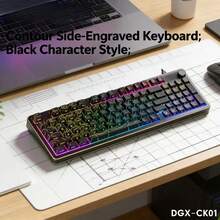 Retro Contour Side-Engraved Mechanical Keyboard, RGB Backlit Wired Keyboard With Multifunctional Knob, Ergonomic Gaming Keyboard For PC Laptop, Black - Xem 3
