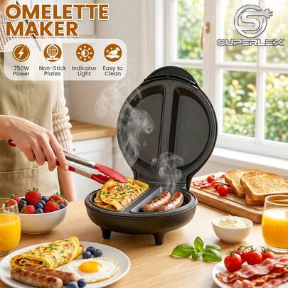 SUPERLEX Sandwich Maker, Breakfast Maker, Omelette Maker, Electric Indoor Grill With Easy-Clean Coated Non-Stick Cooking Plate For Easy Cleaning750W Panini Press, Waffle Maker 180° Foldable,  Double-Sided Uniform Heating, Non-Stick Coating, Suitable For Kitchens And Apartments To Make Breakfast And Afternoon Tea Panini, Toast And Sandwiches, Steaks, Seafood, And Grilled Meats