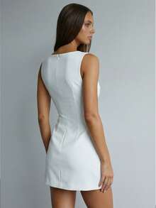 Ladies Dress Elegant French Short Skirt White Skirt Slim Vest Skirt Small Split Design Party Everyday. - trắng - Xem 5