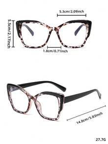 LiMiaoMiao 1 pièce Lunettes de lecture extra larges style chat eye, style vintage pour femmes, verres transparents, grossissement de +1,0 à +3,5 pour ordinateur et lecture - transparent - Voir 3