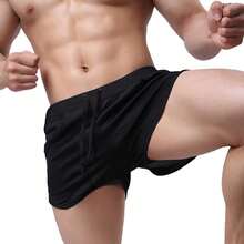Men's Running Workout Bodybuilding Gym Shorts Athletic Sports Casual Short Pants - 黑色 - 查看 4