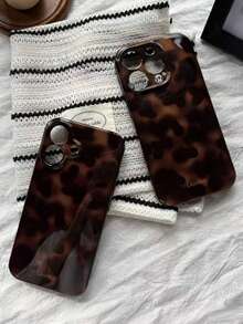Tortoise Shell European, American, Japanese, Korean, And Middle Eastern Style Fashion Leopard Print Amber Gradient Dyeing Phone Case Applicable Compatible With Apple Compatible With Iphone17ProMax/17Air/IPhone16ProMAX/15ProMax/14Pro/13Pro/12/11 Personalized Phone Case/Men's Phone Case/Women's Phone Case/Middle Eastern Phone Case - Brown - View 3