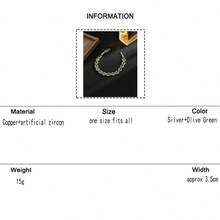 KMT 1 pièce Bracelet ovale incrusté de cubic zirconia cubique en cuivre, design luxueux et raffiné, convient pour le port lors de banquets, de fêtes et d'autres occasions nécessitant des points forts - Style ovale - Voir 11