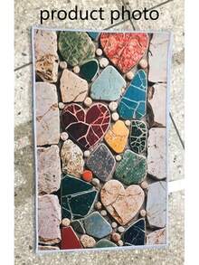 1 pieza Alfombra decorativa de estilo moderno con piedras de colores, decoración de dormitorio, alfombra pequeña, alfombra lavable, decoración de sala de estar, alfombra para exteriores - Multicolor - Ver 8
