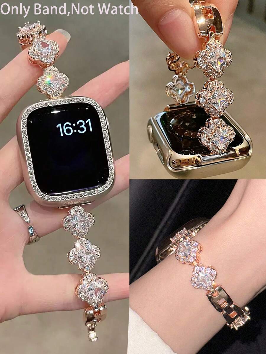 1条镶钻金属表带，时尚优雅，兼容表带38/40/41/42/44/45/46/49毫米，简约商务风格，女士适用，兼容 Ultra/SE/11/10/9/8/7/6/5/4/3/2/1系列 - 金色 - 查看 1