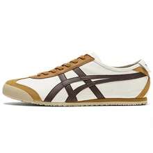 Onitsuka Tiger MEXICO 66 Comfortable Fabric Synthetic Leather Shock-Absorbing, Slip-Resistant, Wear-Resistant, Lightweight Low-Top Running Shoes, Unisex, White/Brown - 白棕 - 查看 1