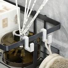 15lbs Capacity No-Drill Bathroom Wall Mounted Storage Rack, Single-Tier Metal Organizer With Toilet Paper Holder, Rust-Proof Space Saving - Black - View 9