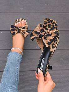 Sandalias de tacón alto con lazo marrón para mujer, zapatos de cuña de una correa, calzado casual de verano para mujer - Marrón - Ver 2