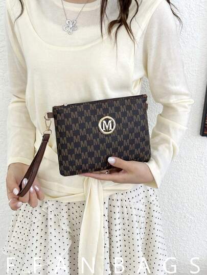 Billetera larga para mujer 2026, nueva llegada de moda minimalista con diseño de letras, cartera portátil multiusos para tarjetas y monedas
