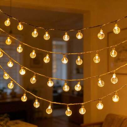 Dây đèn LED hình cầu 1 bóng dùng trang trí lều cắm trại ngoài trời, phụ kiện trang trí sân vườn, ngày lễ tình nhân, Giáng sinh, Halloween, Ramadan, trang trí Giáng sinh.