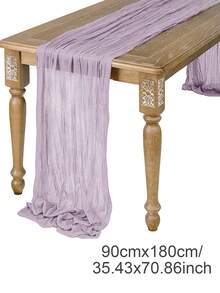 1 pieza Camino de mesa de estilo bohemio de poliéster gasa, mantel de unicolor, camino de mesa para boda, tela decorativa para mesa de fiesta, camino de mesa rústico y transparente adecuado para decoración de bodas y fiestas - violeta claro - Ver 8