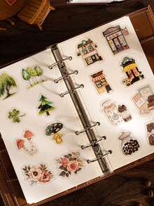 1 set/40 pièces Mini autocollants décoratifs, fruits mignons, café, thème de la fête de l'après-midi, pour la saison de remise des diplômes, fournitures de journal, fournitures d'art, fête de vacances, événement thématique de l'après-midi - A - Voir 3