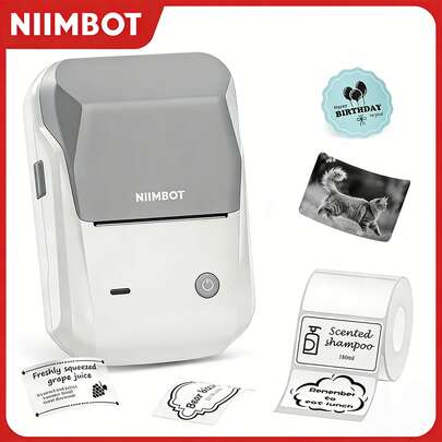 NiiMbot NIMBOT B1 Mini Thermodrucker 2 Zoll Bluetooth Wireless Auto Identifikation Tragbarer Etikettendrucker für Schule, Zuhause, Geschäft, Aufkleber- und Etikettenerstellungsmaschine kompatibel mit Handy und Computern