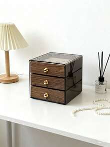 1pc 5/3/1 Tier Jewelry Box With Cover, Gold Drawers - European Brown Luxury Storage Box, Suitable For Necklaces, Bracelets, Earrings, Rings - Dust-Proof & Scratch-Resistant, Velvet Tray Set, Suitable For Home Use - Multicolor - View 11