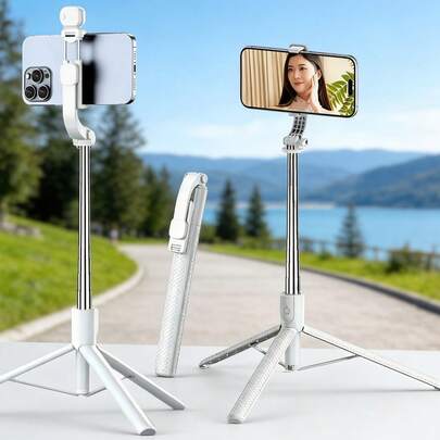 67-Inch Selfie Stick With Reinforced Tripod - 1 Fill Light, Multi-Functional Extendable Portable Phone Tripod With Remote, Fill Light, Suitable For IPhone 14 Pro Max/13/12/11 Android Phones, Great For Travel, Vlog, Video And Photo Shooting, Summer Vacation, Travel, Fill Light, Outdoor Activities, Live Streaming