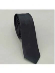 1pc Men's Classic Solid Black Casual Necktie - Black - View 2