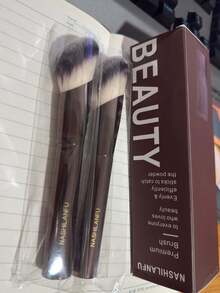 1 Juego de brochas de maquillaje - Brocha de base, brocha de corrector, brocha de contorno, brocha de rubor, brocha de polvo en ángulo - Café integral - Ver 8