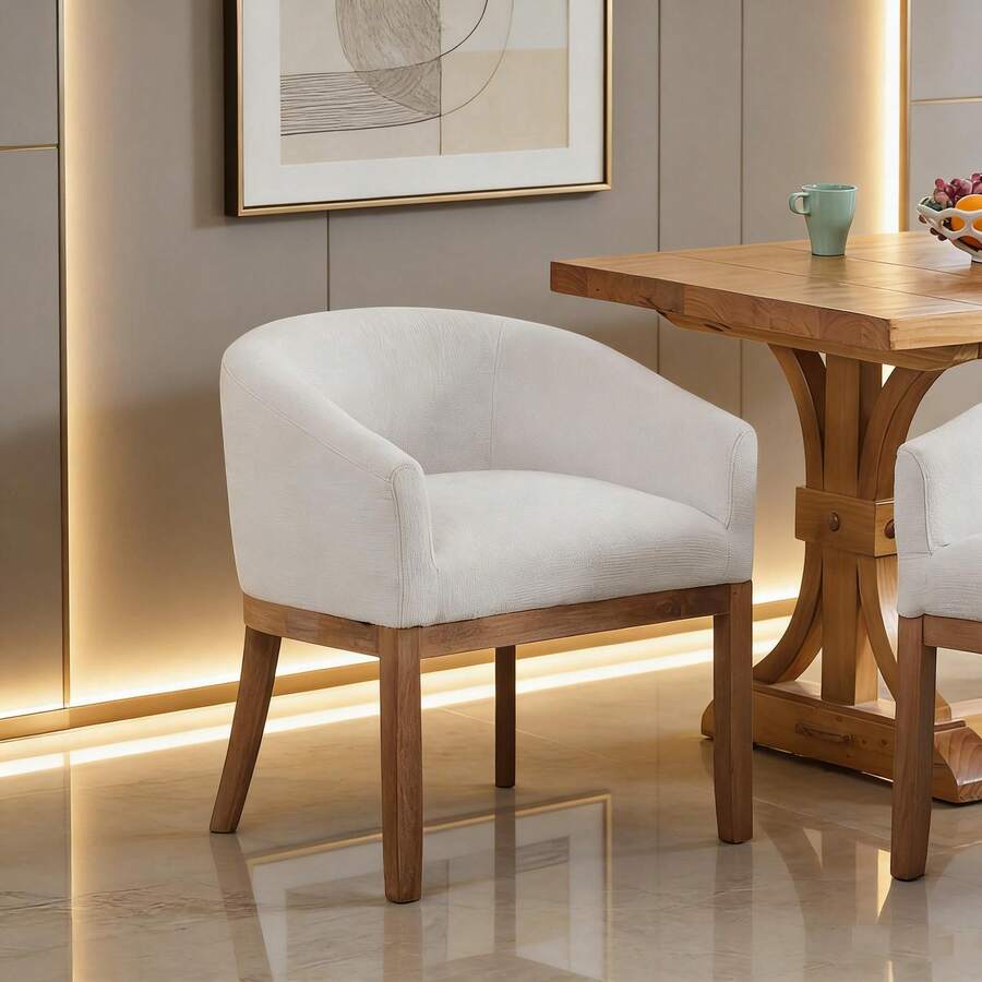 Dining Chairs - Beige + Chenille + Foam - View 1