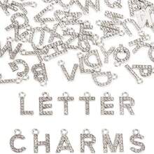 26Pcs A-Z Gold Letter Charms, Includes Full Rhinestone Letter Charms, Jewelry Making Supplies Pendants, Practical Alphabet Charm Pendants - Rhinestone Letter Pendant - View 2