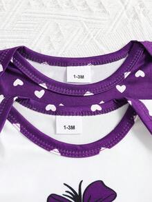 2件套可爱爱心小象新生儿连体衣 - 紫色 - 查看 3