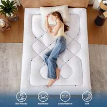 Queen Mattress Topper Thick Pillow Top Bed Cover for Back Pain Relief Soft Mattress Pad with Deep Pockets 6-18 inch - Blanco - Ver 7