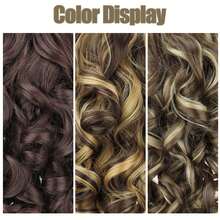 16 Inch Claw Clip Ponytail Extension, Ombre Brown Blonde Curly Synthetic Hairpiece For Women, Natural Wavy Drawstring Ponytail Hair Extensions For Daily Party - 彩色 - 查看 4