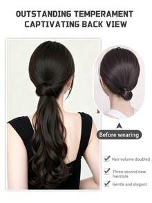 Synthetic Claw Clip Style Long Wavy Ponytail Hair Extension - 16-Inch Claw Clip Hair Accessory, Suitable For Women's Daily Use, Easy To Wear. Summer Outfits Hair Clips Beach Hair Claws - Multicolor - View 6