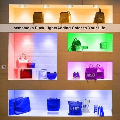 Bộ 6 đèn LED, kèm 2 điều khiển từ xa; thuộc dòng sản phẩm đèn chiếu sáng tủ không dây, sử dụng pin. Những đèn này có thể gắn vào tủ để sử dụng, có chức năng đổi màu, và cũng được trang bị chức năng điều chỉnh độ sáng và hẹn giờ. Ngoài ra, đây cũng là thiết bị chiếu sáng chạy bằng pin thích hợp cho tủ quần áo.