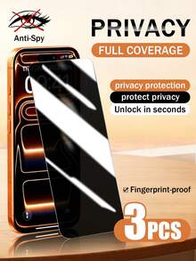 Yezodawee Privacy Phone Screen Protector 3pcs Privacy Screen Protector Compatible With Iphone 17 Pro Max [6.9 Inch], Anti-Shatter Anti-Impact Protection, Privacy Function Ensures Screen Only Visible From Front, Anti-Glare Anti-Fingerprint Coating Reduces Eye Strain And Keeps Screen Clean, Essential Daily Protection For Office, Home Use, Phone Screen Protector, Phone Accessories, Waterproof Shockproof Anti-Fall Anti-Scratch Mother's Day Gift - Black - View 34