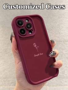 1pc Customized Phone Case Compatible With Apple 17 16 15 14 13 12 11 Plus Pro Max Pro, Galaxy, DIY Pattern, Black, White, Burgundy, Brown, Shock-Proof Protective Cover, Suitable As Anniversary, Thanksgiving, Christmas, Wedding, Birthday Gift For Family, Friends, Couples - Burgundy - View 7