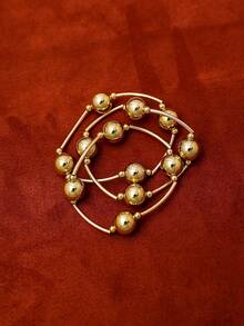 Set de 3 piezas de pulseras vintage de tono dorado grueso, estilo europeo y americano, adecuado para mujer en la playa, sesión de moda, decoración de vacaciones, regalo de joyería encantadora - Amarillo Oro - Ver 2