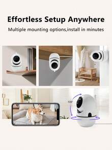 Caméra de intérieure sans fil 2,4 G, détection intelligente IA, mode confidentialité, caméra pour animaux de compagnie pivotante et inclinable avec suivi des mouvements, multi-angles, surveillance de la maison intelligente - Blanc - Voir 5