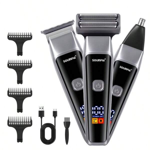 1 máy cạo râu điện đa năng 3 trong 1, máy cạo râu và tỉa lông mũi xoay sạc điện dành cho nam giới