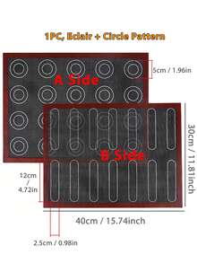 Cippes 1pc Silicone Baking Mat With Holes, Double-Sided Printed With Fluffy And Round Patterns, Reusable Non-Stick Oven Liner Suitable For Cookies, Macarons, Bread And More - Black - View 12