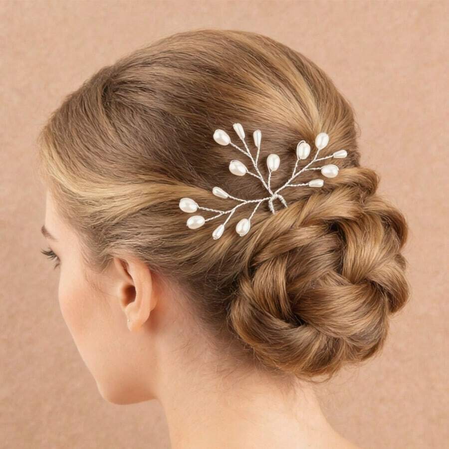 6/3 Pieces Elegant Imitation Hair Clip - Handmade Metal Vintage Hair Accessories, Exquisitely Designed, Suitable For Weddings, Parties, And Casual Wear, Party Hair Accessories | Nature-Inspired Design | Handmade Jewelry, Cute Hair Accessories, Summer, Beach - White - View 1