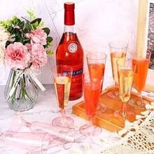 100/50/30/25/20/10/5 pezzi Set di Bicchieri da Champagne Rosa, Flute da Champagne da Festa, Bicchieri da Cocktail con Stelo Lungo e Glitter, Adatti per Bevande e Bevande in Polvere, Bicchieri da Cocktail Riutilizzabili Trasparenti da 5 once, Ideali per Feste, Matrimoni ed Eventi di Grandi Dimensioni - Visualizzare 5