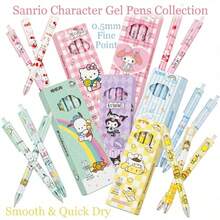 SANRIO 【三丽鸥系列畅销款】4支随机三丽鸥卡通人物中性笔，1盒，0.5mm黑色速干按动笔，可爱文具 - 多色 - 查看 2