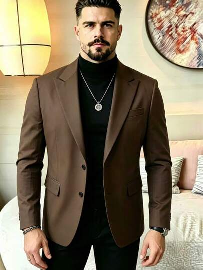 Chaqueta de traje de negocios de corte slim y ligera para hombres de talla grande, con diseño minimalista de una sola hilera de botones. Versátil para negocios, ocasiones formales y uso casual. Llevar esta chaqueta de traje muestra un estilo caballeroso, adecuado para eventos de negocios y bodas.