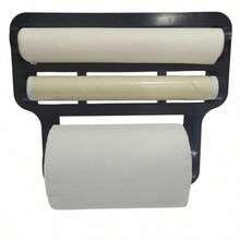 Suporte Triplo de Parede para Rolos Porta Papel Toalha Alumínio Filme Utensílios Plástico - Preto - Visão 4