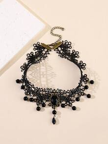 1pc Women's Gothic Lace Hollow Retro Choker Necklace, Collar Necklace - Multicolor - View 7