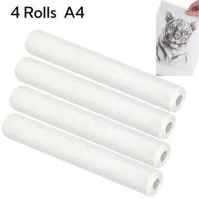 4 Rolls Thermal Printer Paper 8.5 X 11, Quick-Dry Compatible With Most A4 Portable Printer, Thermal Paper Roll For Office, Home, Travel, Contracts, Receipts, Invoices, Thermal Printer Paper Roll A4