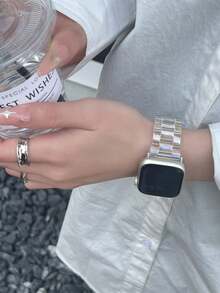1条时尚彩色透明表带，兼容 38mm 40mm 41mm 42mm 44mm 45mm 46mm 49mm，时尚透明PC表带，彩色全息表带，适用于 Ultra 11 10 9 8 7 SE3 6 5 4 3 2 1，智能手表表带，表带配件 - 無色 - 查看 6
