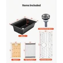 84 Cm Kitchen Sink Workstation, Top Mount Granite Sinks, Drop-In Single Bowl Farmhouse Basin With Multiple Accessories, Household Dishwasher Sink For RV, Prep Kitchen, And Bar (Black) - 84 Cm, Top Mount 10' Basin - View 3