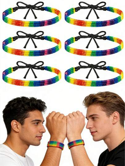 1 st/6 st/12 st HBTQ Pride regnbågsarmband, lämpliga för bisexuella, homosexuella och lesbiska par, handgjorda justerbara, HBTQ Pride-månadens vänskapsarmband present till män och kvinnor