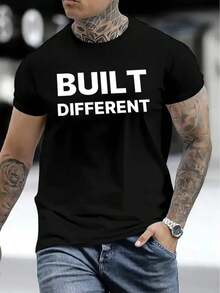 Camiseta de Hombre Cómoda Cuello Redondo Casual Algodón Mangas Cortas Suave Transpirable Top Ropa de Hombre Camiseta Verano Primavera Ropa de Calle Tela de Algodón Impresión de Letras a la Moda - Negro - Ver 2