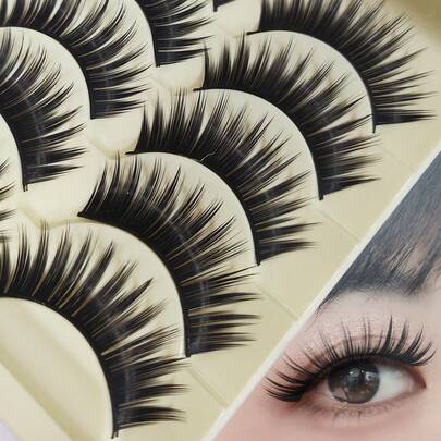 5对/盒 浓密舞台妆假睫毛，日系可爱恶魔卷翘欧美混血网红尖尾卡通黑色睫毛，适合提拉双眼皮，化妆师COS