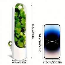 SOKANY 冰箱用透明蔬菜與香草保鮮盒，塑膠材質，無需電池，加水可保鮮 3-5 天，適用於香菜、蘆筍、小黃瓜、紅蘿蔔等，必備廚房小工具 - 均碼 - 查看 12