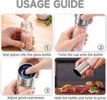 Professional Salt Or Pepper Grinder\U2013 Stainless Steel Refillable Pepper Mill With Adjustable Coarseness, Ceramic Rotor, Reliable &Amp; Portable Design (1 Pack) - Black - View 7