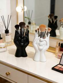 1/2pcs Handmade Creative Human Body Art Makeup Brush Holder - Unique Artistic Style Makeup Brush Holder/Desktop Organizer, Made Of Decorative Resin Material, Anti-Drop Design, Combines Sculpture Ornament Aesthetics; Lightweight And Portable, Suitable For Desktop Or Bathroom Cosmetic Storage; Stylish And Anti-Slip Design, Ideal Choice For Valentine's Day Gift Or Back To School Storage Supplies. - Premium Model - View 7